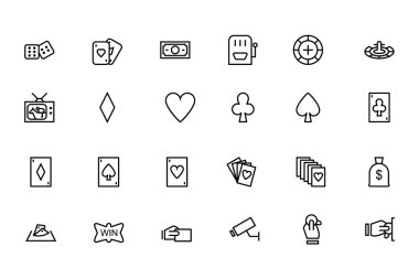 Casino and Gambling Outline Vector Icons 1