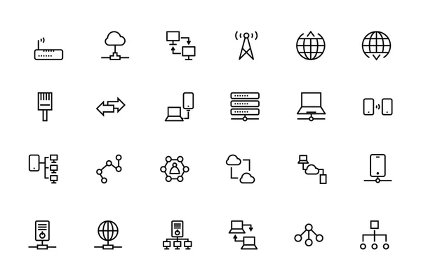 Network and Sharing Vector Outline Icons 2 — Stockvector