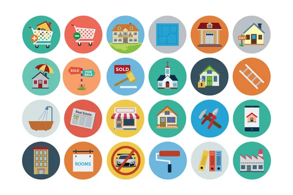 Flat Real Estate Vector Icons 2 — Διανυσματικό Αρχείο