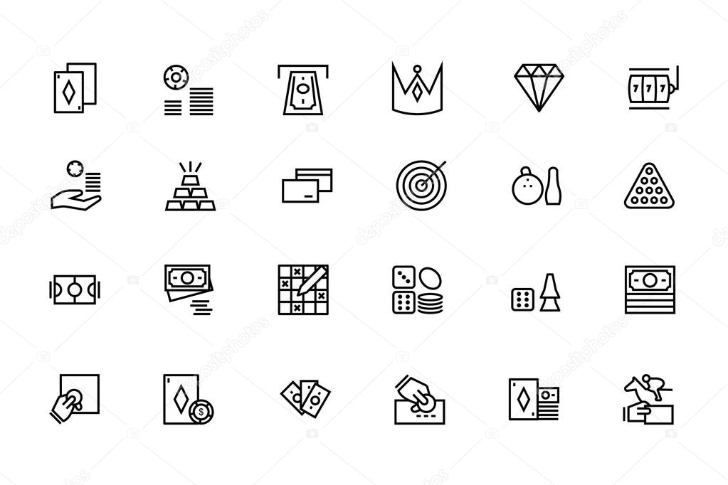 Casino and Gambling Outline Vector Icons 2