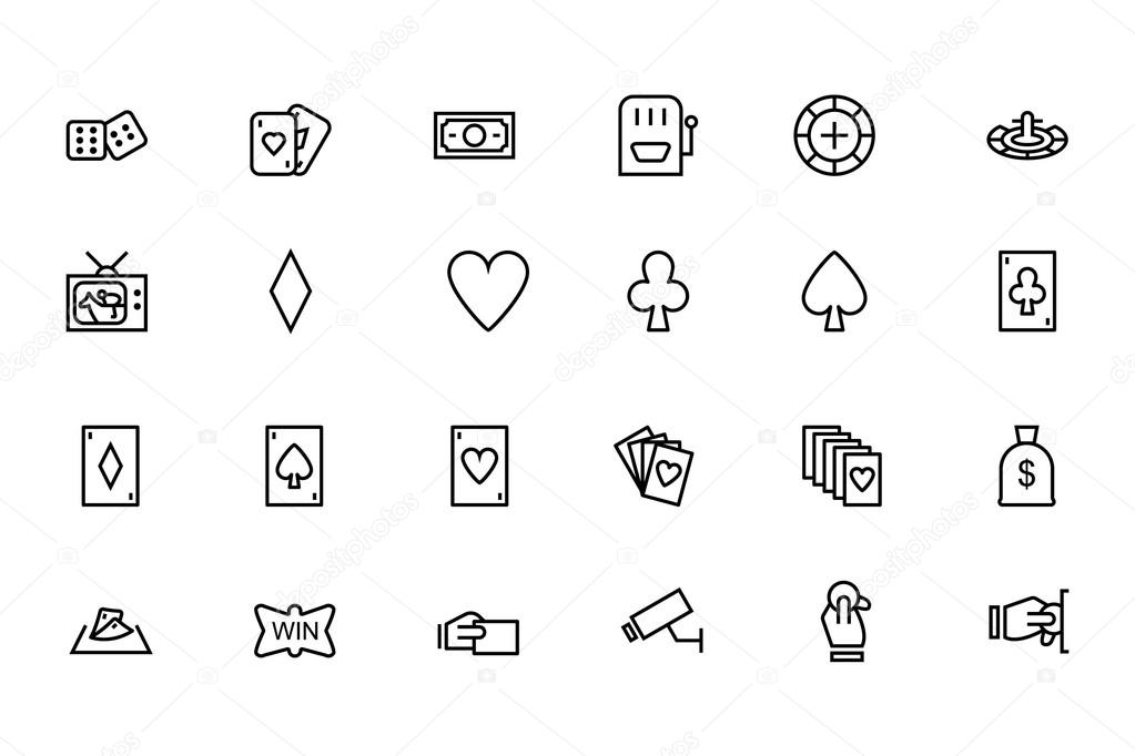 Casino and Gambling Outline Vector Icons 1