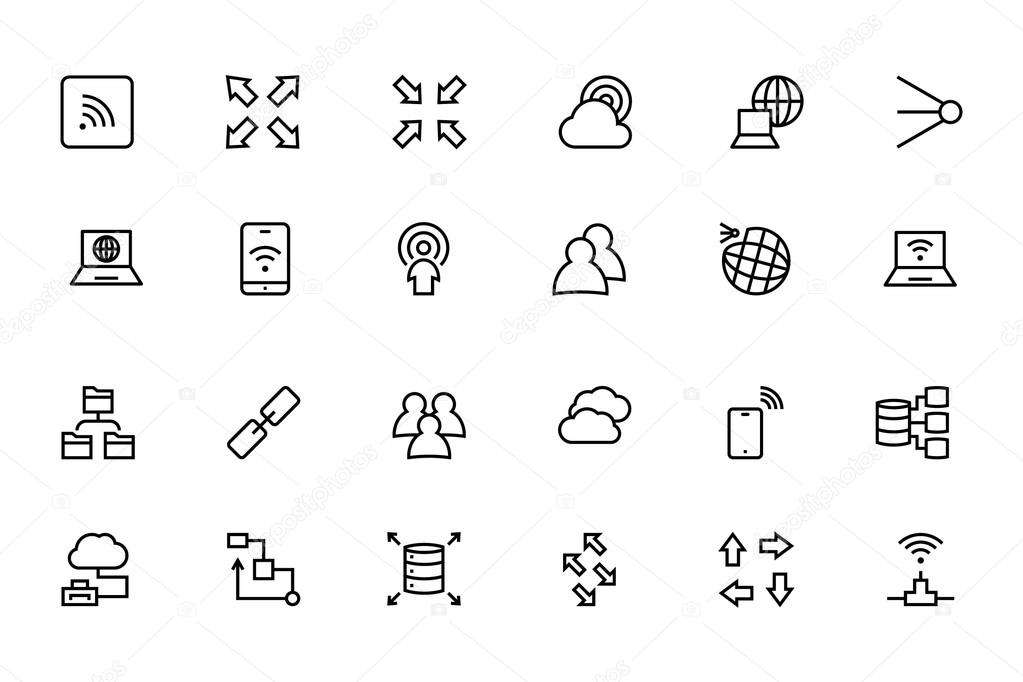 Network and Sharing Vector Outline Icons 4