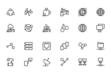 Network and Sharing Vector Outline Icons 1 clipart