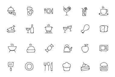 Food Hand Drawn Outline Vector Icons 1