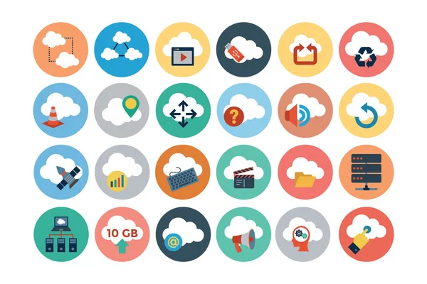 Cloud Computing Flat Vector Icons 3 — ストックベクタ