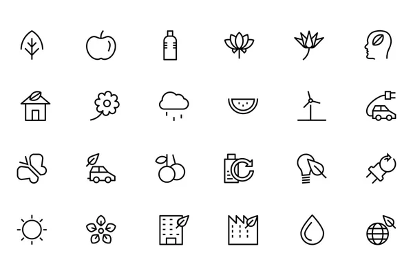 Nature and Ecology Line Vector Icons 1 — 图库矢量图片