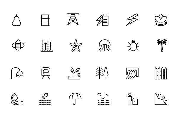 Nature and Ecology Line Vector Icons 5 — ストックベクタ