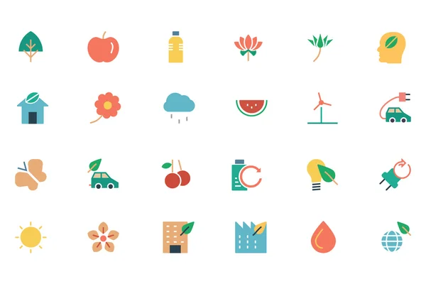 Naturaleza y Ecología Iconos de colores 1 — Vector de stock