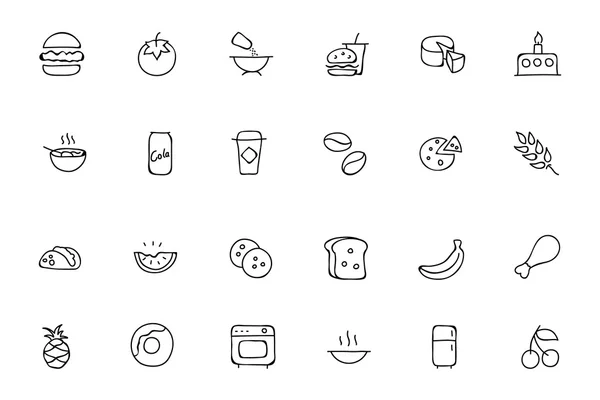 Food Hand Drawn Outline Vector Icons 3 — Stockový vektor