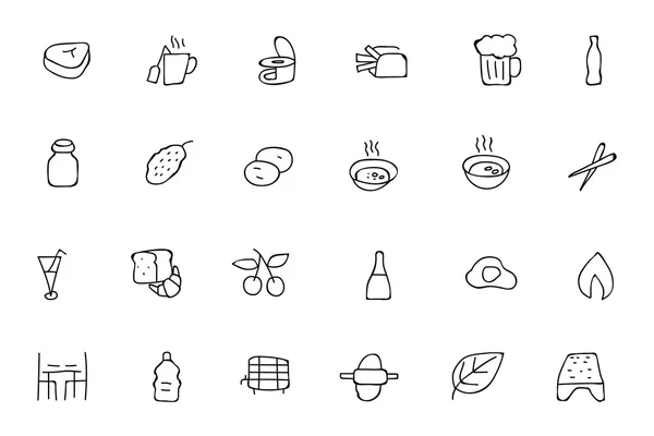 Food Hand Drawn Outline Vector Icons 11 — ストックベクタ