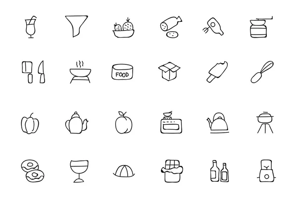 Food Hand Drawn Outline Vector Icons 12 — Stockový vektor