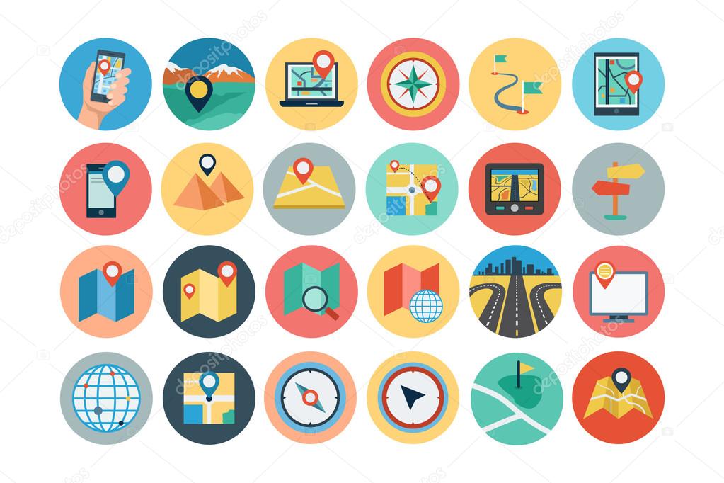 Maps and Navigation Flat Icons 1