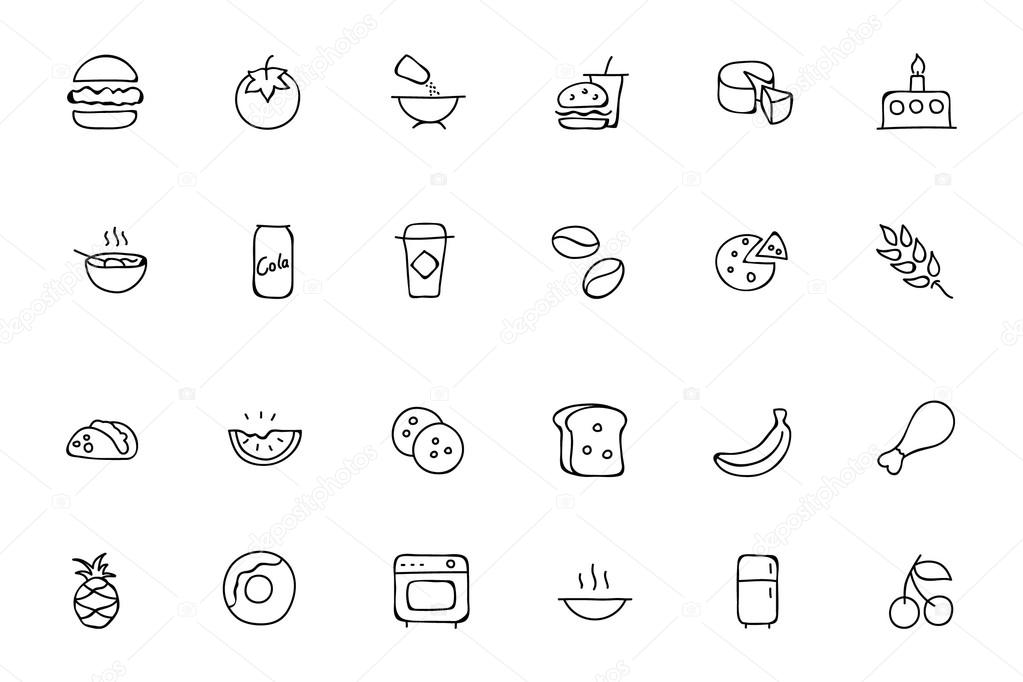 Food Hand Drawn Outline Vector Icons 3