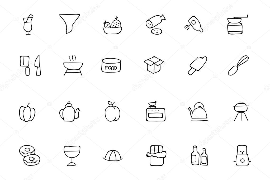 Food Hand Drawn Outline Vector Icons 12
