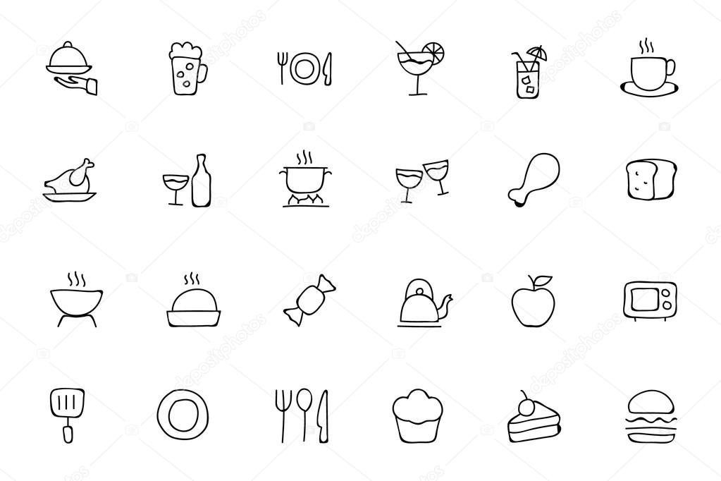 Food Hand Drawn Outline Vector Icons 1
