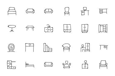 Furniture Hand Drawn Vector Icons 1