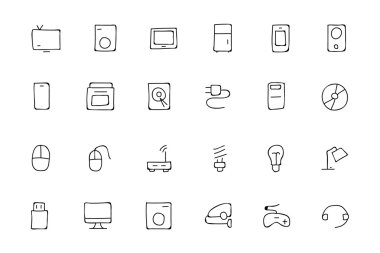 Electronics Hand Drawn Doodle Icons 1 clipart