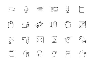 Electronics Hand Drawn Doodle Icons 3