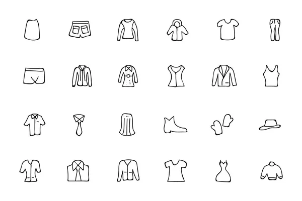 Ícones de doodle desenhados à mão de roupas 4 — Vetor de Stock