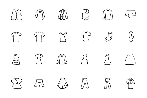 Clothes Hand Drawn Doodle Icons 2 — Stok Vektör