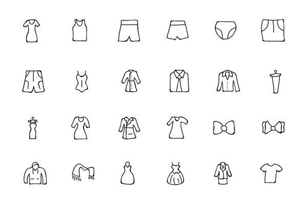 Clothes Hand Drawn Doodle Icons 3