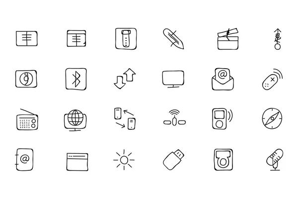 Communication Hand Drawn Vector Icons 4 — Stok Vektör