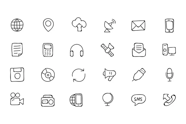 Communication Hand Drawn Vector Icons 1 — Stok Vektör