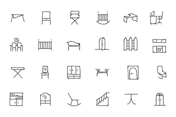Furniture Hand Drawn Vector Icons 4 — Stok Vektör