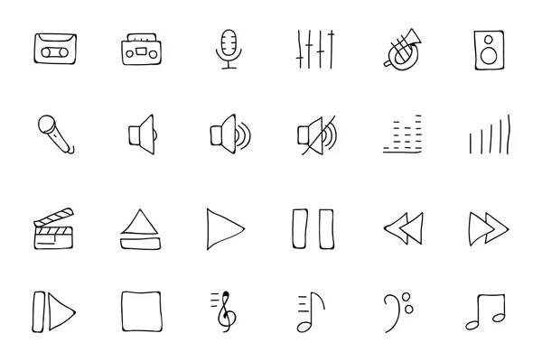 Музыка: Drawn Doodle Icons 1 — стоковый вектор