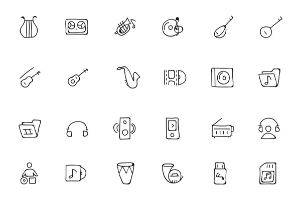 Icônes de caniche dessinées à la main de musique 3 — Image vectorielle