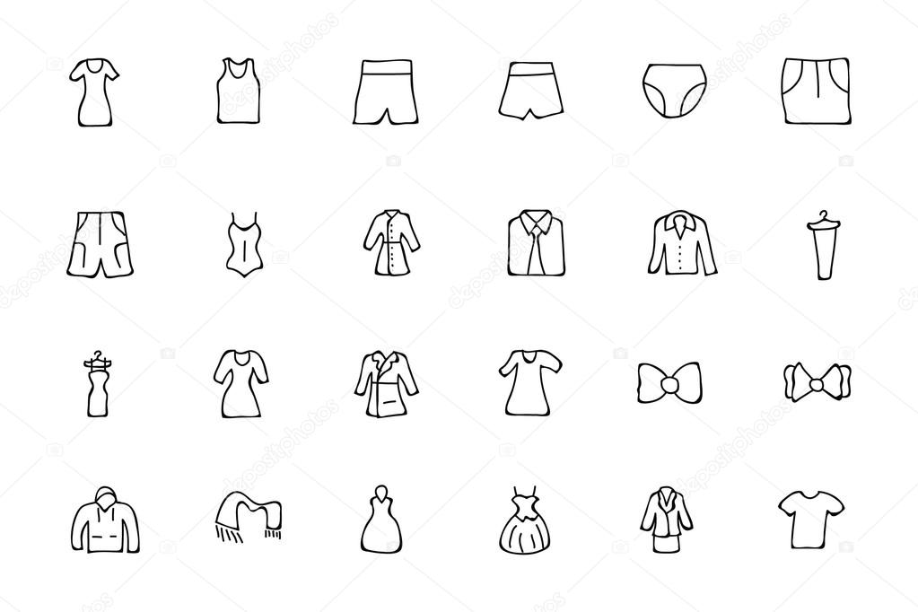 Clothes Hand Drawn Doodle Icons 3