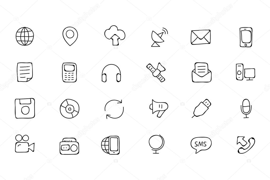Communication Hand Drawn Vector Icons 1