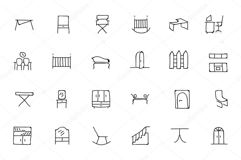 Furniture Hand Drawn Vector Icons 4