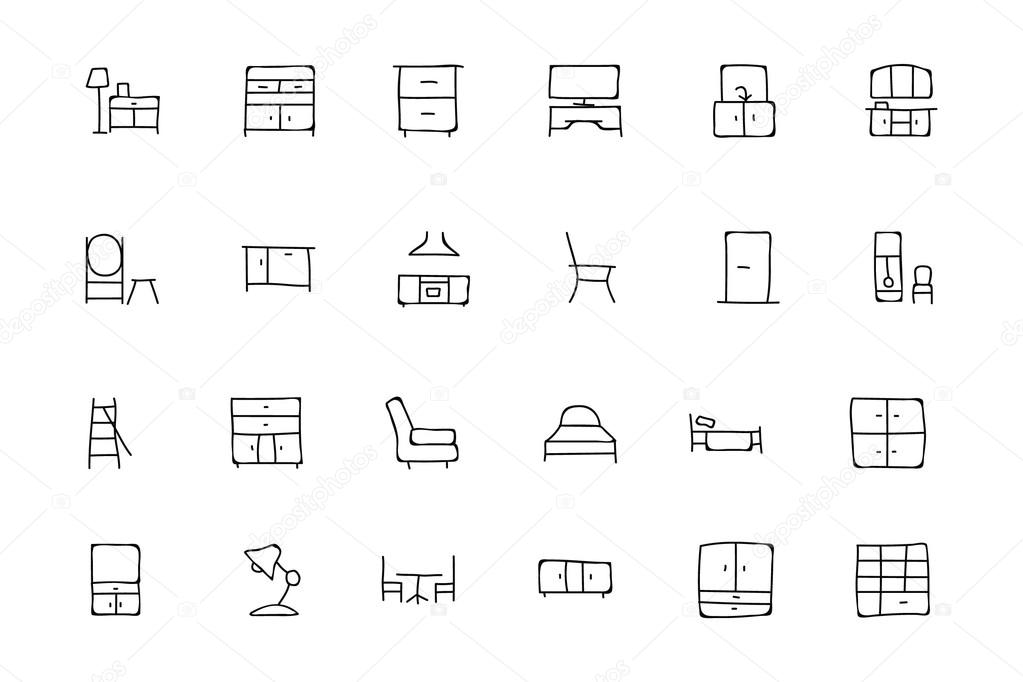 Furniture Hand Drawn Vector Icons 3