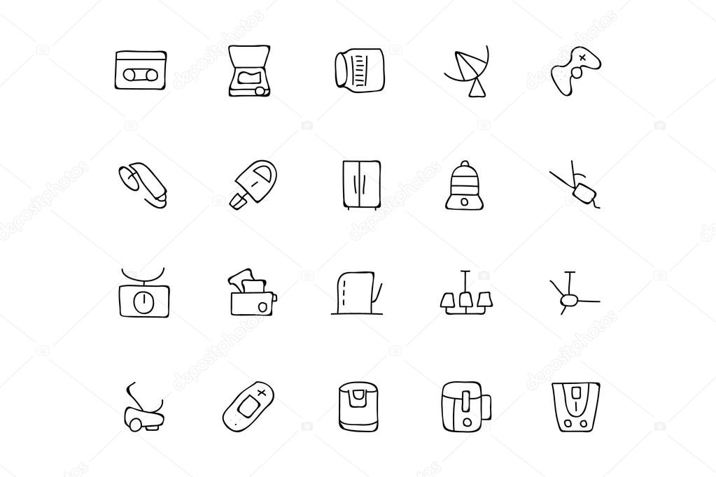 Electronics Hand Drawn Doodle Icons 7