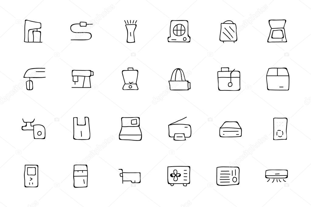 Electronics Hand Drawn Doodle Icons 4