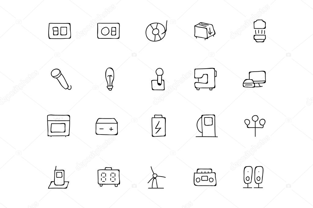 Electronics Hand Drawn Doodle Icons 6