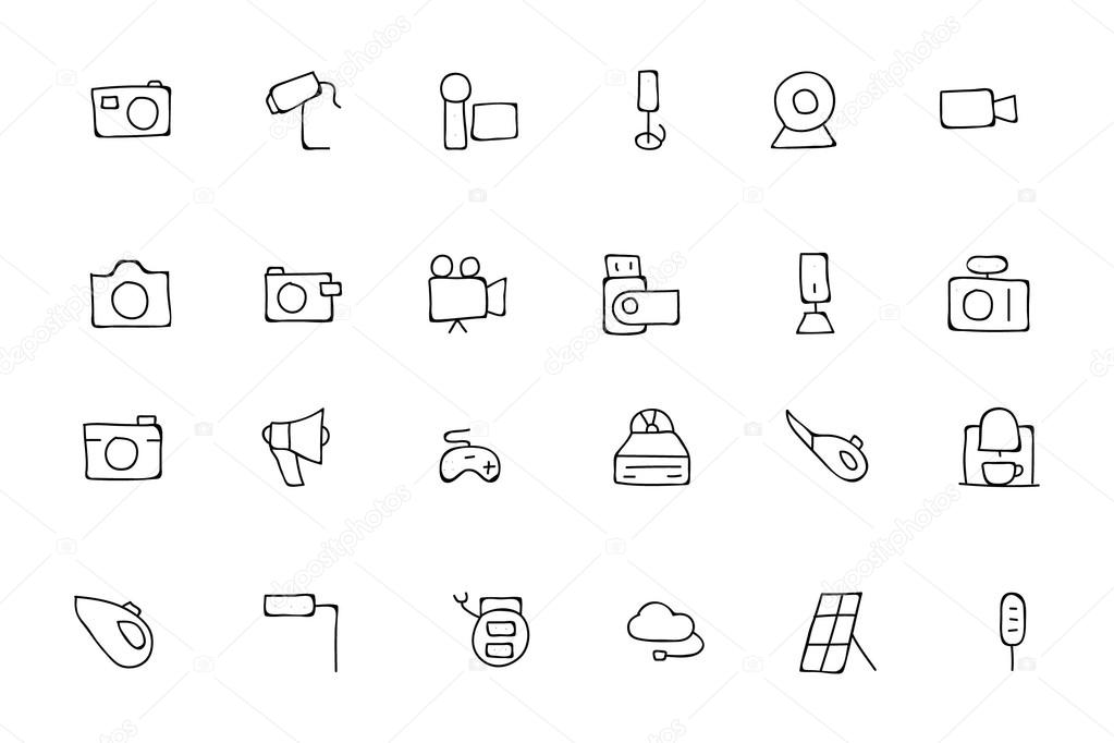 Electronics Hand Drawn Doodle Icons 5