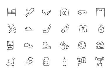 Sports Hand Drawn Doodle Icons 3