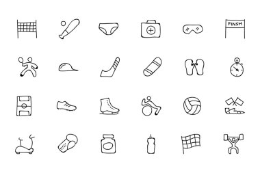Sports Hand Drawn Doodle Icons 3 clipart