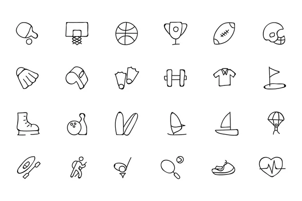 Sports Hand Drawn Doodle Icons 1 — Stockový vektor