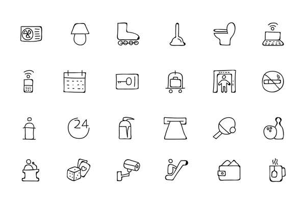Hotel and Restaurant Doodle Icons 3 — Stock vektor