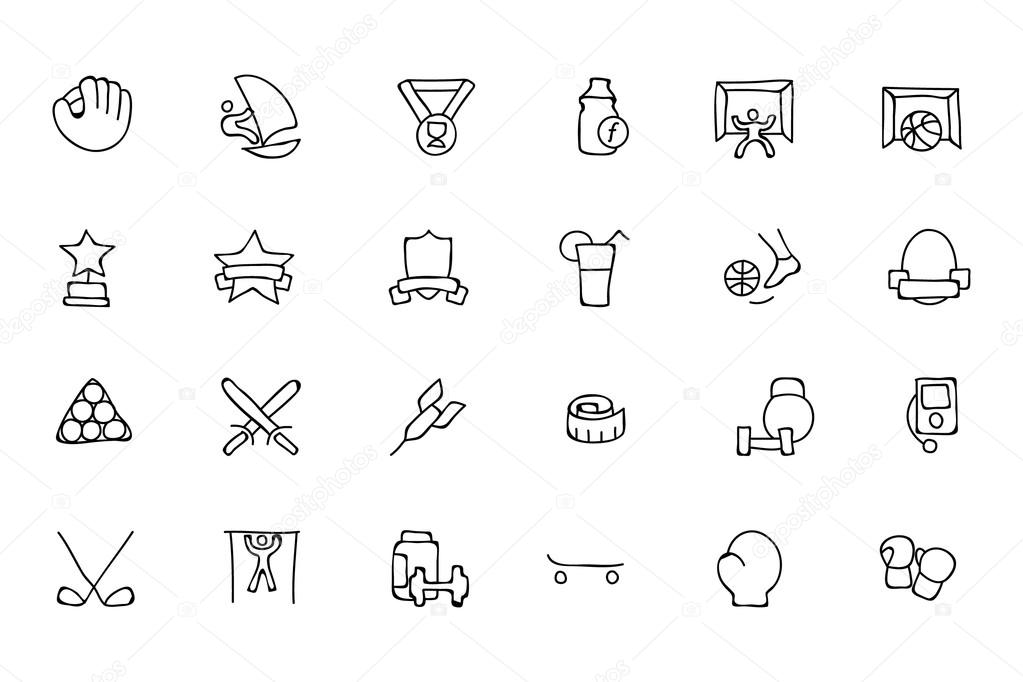 Sports Hand Drawn Doodle Icons 8