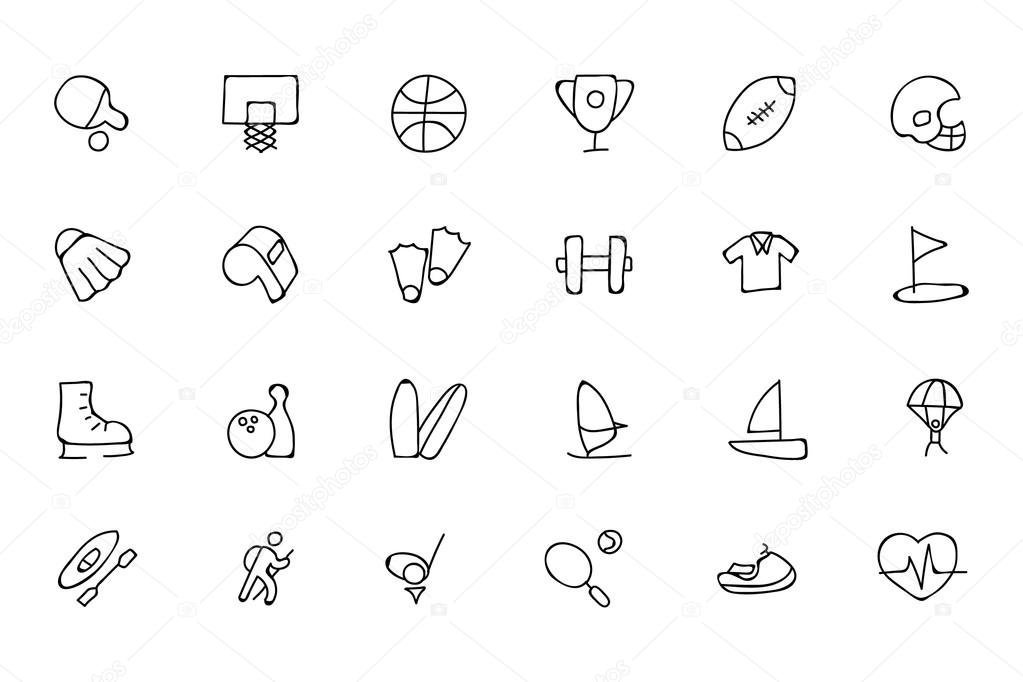 Sports Hand Drawn Doodle Icons 1