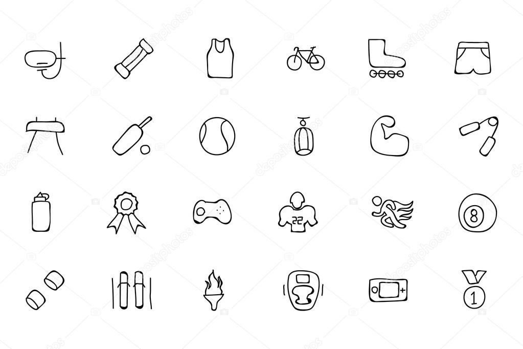 Sports Hand Drawn Doodle Icons 2