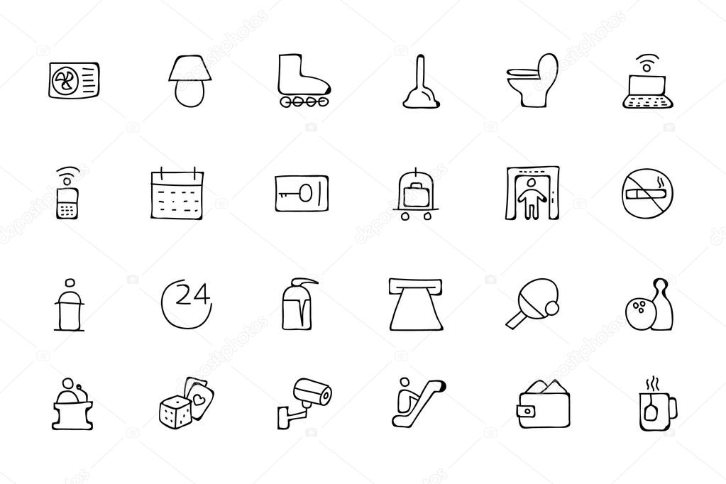 Hotel and Restaurant Doodle Icons 3