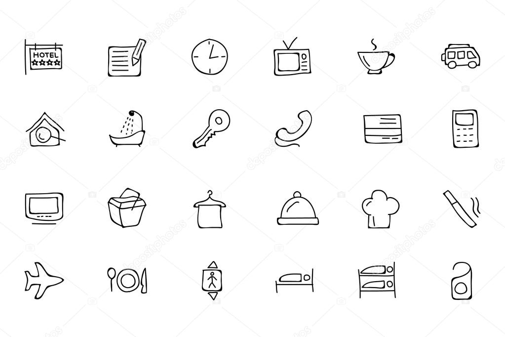 Hotel and Restaurant Doodle Icons 1