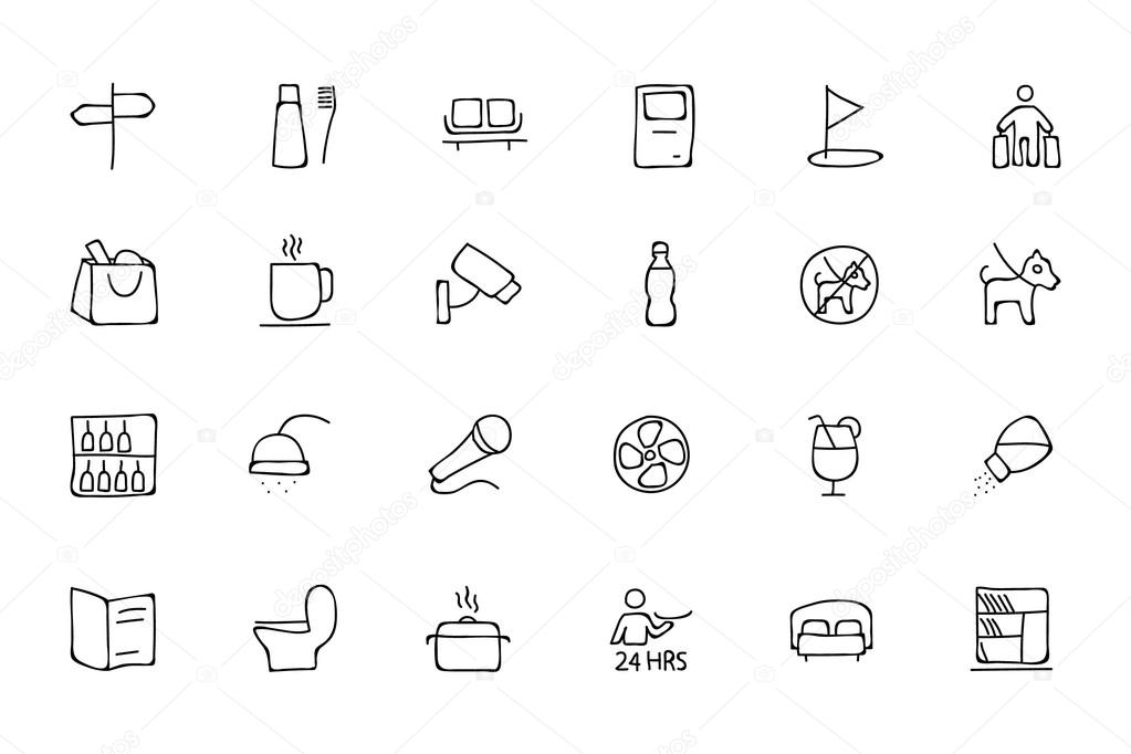 Hotel and Restaurant Doodle Icons 7