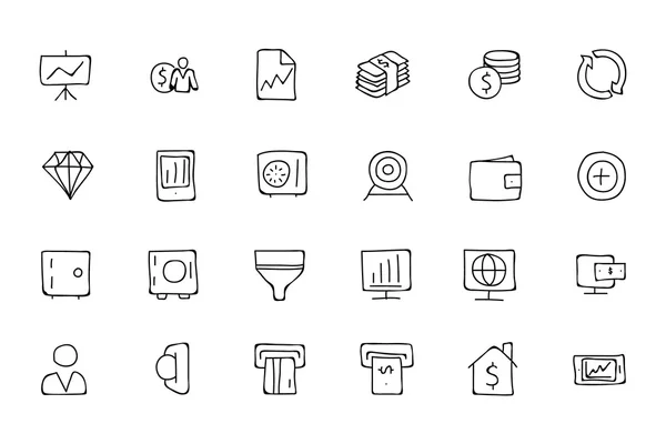 Finance Hand Drawn Doodle Icons 3 — Stock Vector