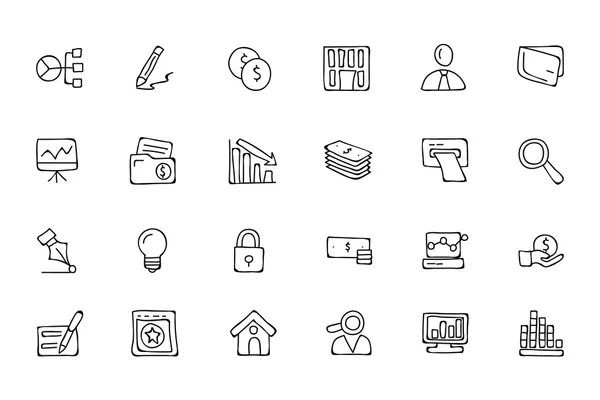 Finance Hand Drawn Doodle Icons 6 — Stockový vektor